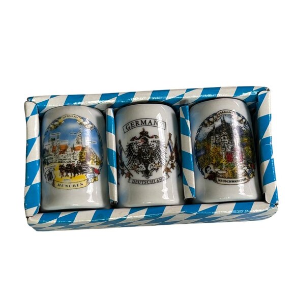 3 Disney Parks Germany Shot Glasses Featuring Munich & Neuschwanstein Castle. - Picture 1 of 11